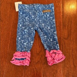 *SALE* ⚡️Matilda Jane Navy Leggings with Pink Ruffle Trim